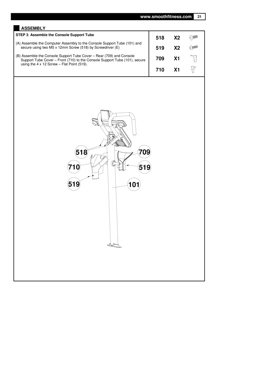 Polar DMT X2 user manual 518 519 709 710, Assemble the Console Support Tube 