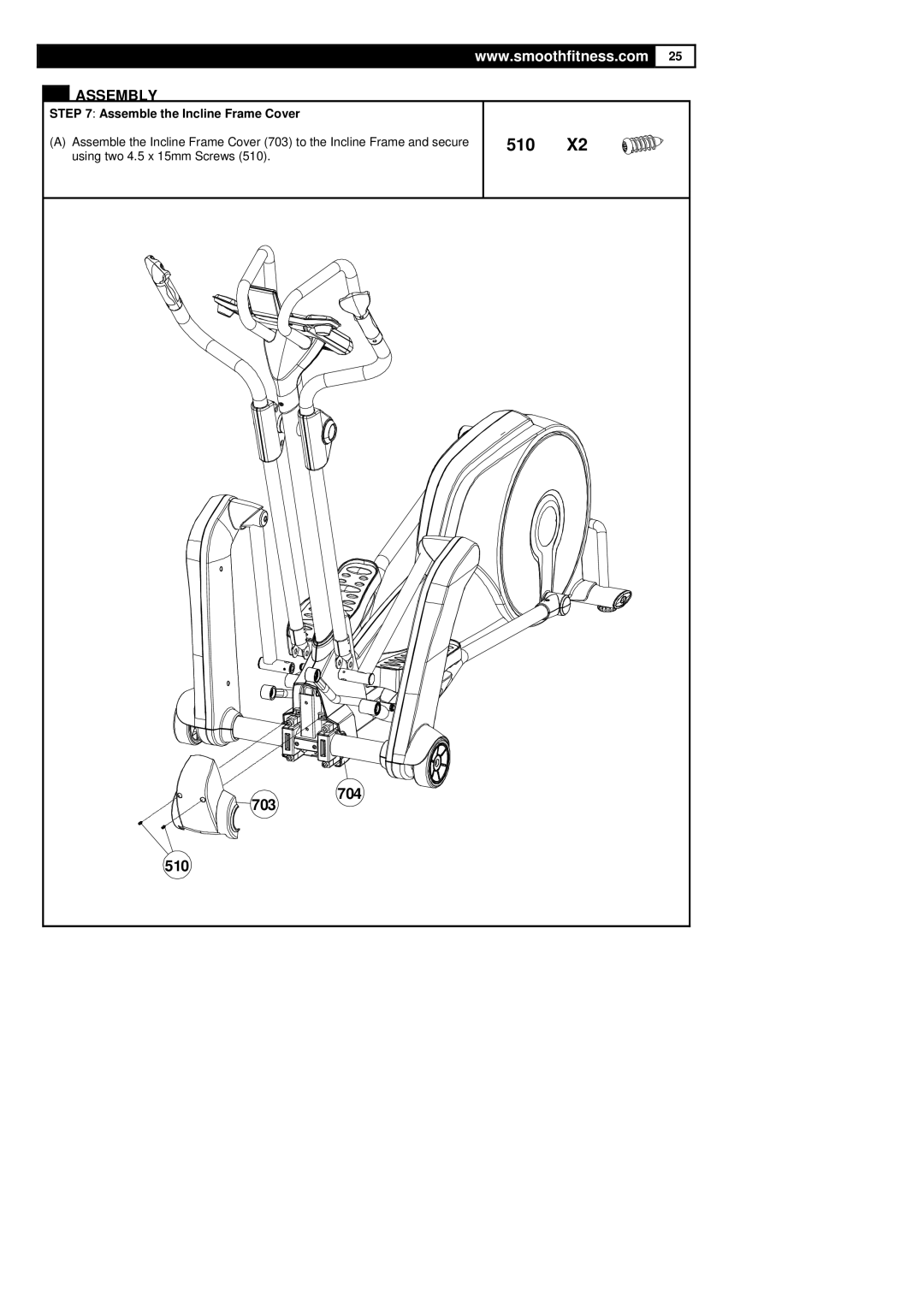 Polar DMT X2 user manual Assemble the Incline Frame Cover 