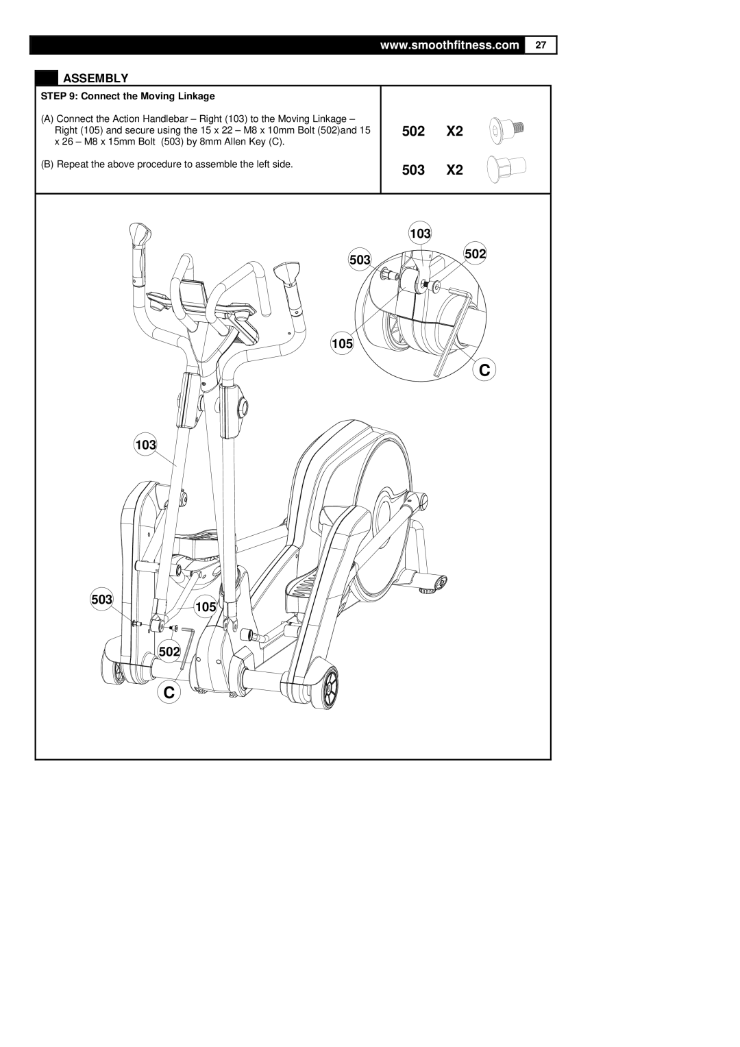 Polar DMT X2 user manual 502 503, Connect the Moving Linkage 