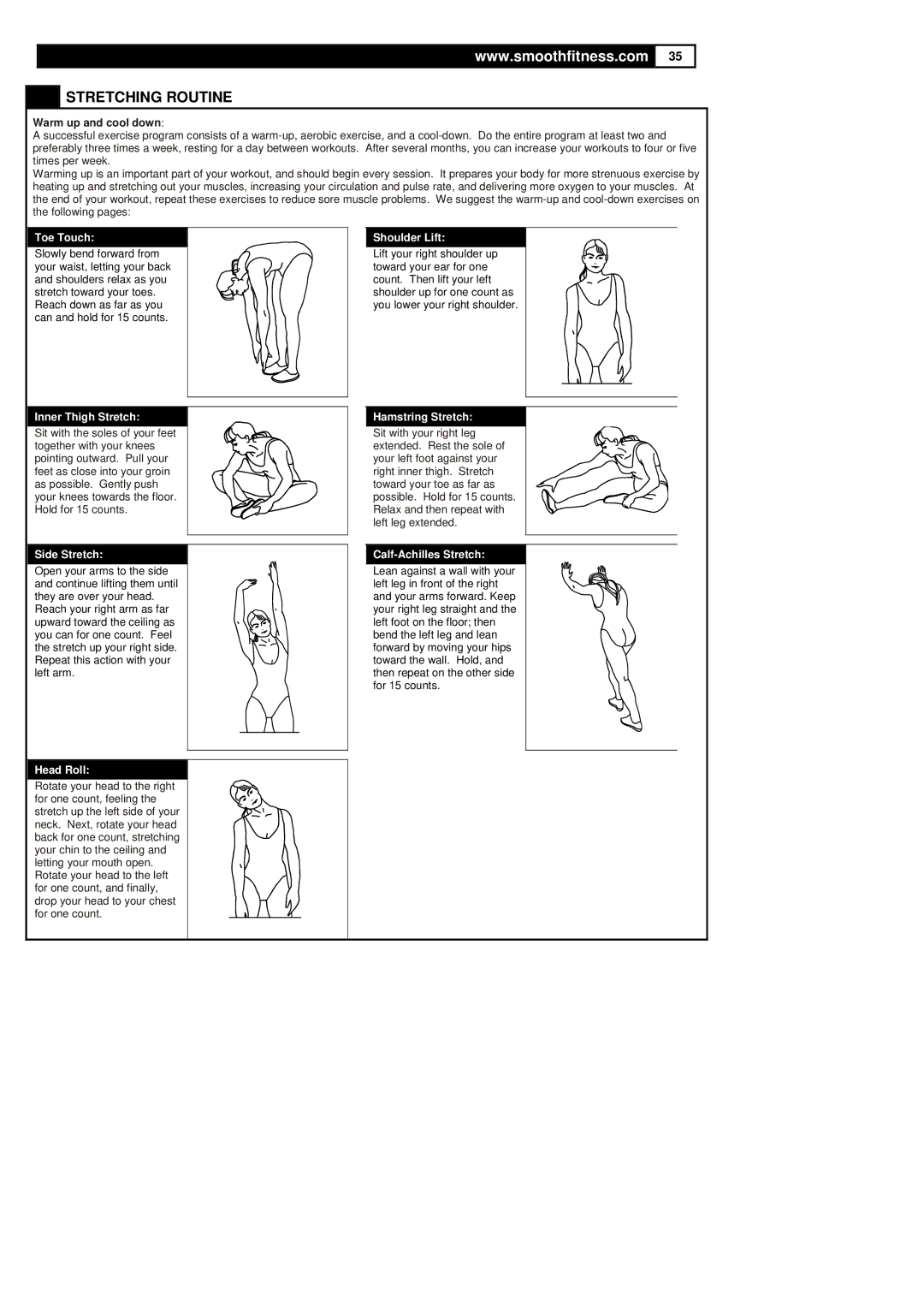 Polar DMT X2 user manual Stretching Routine, Warm up and cool down 