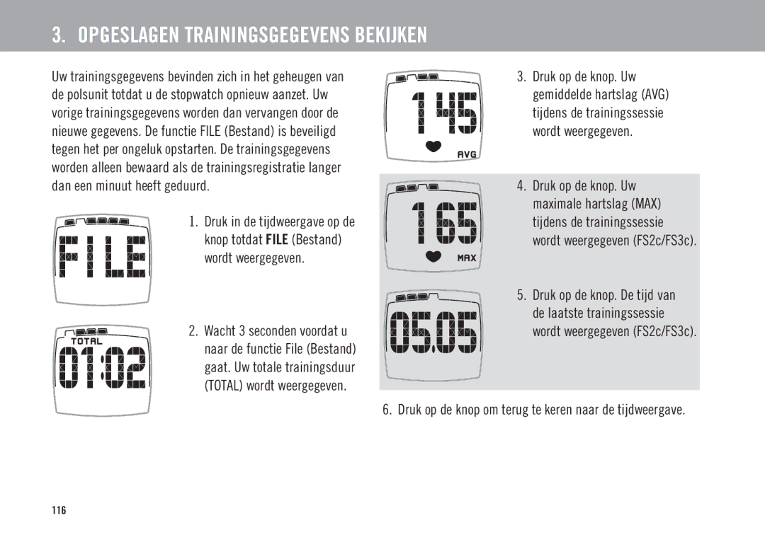 Polar ES2C, ES3C user manual Opgeslagen Trainingsgegevens Bekijken 