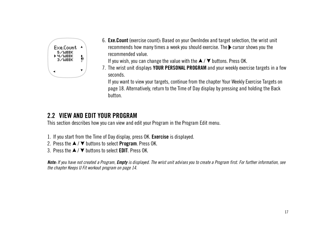 Polar F11 user manual View and Edit Your Program 