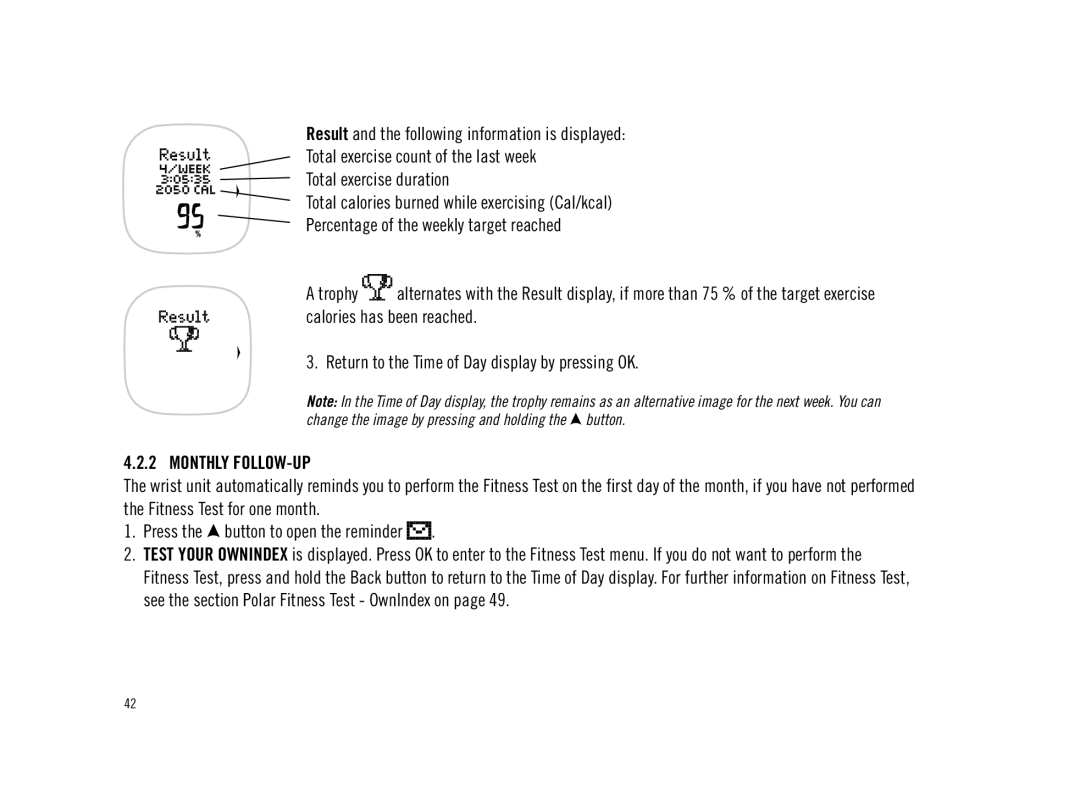 Polar F11 user manual Monthly FOLLOW-UP 