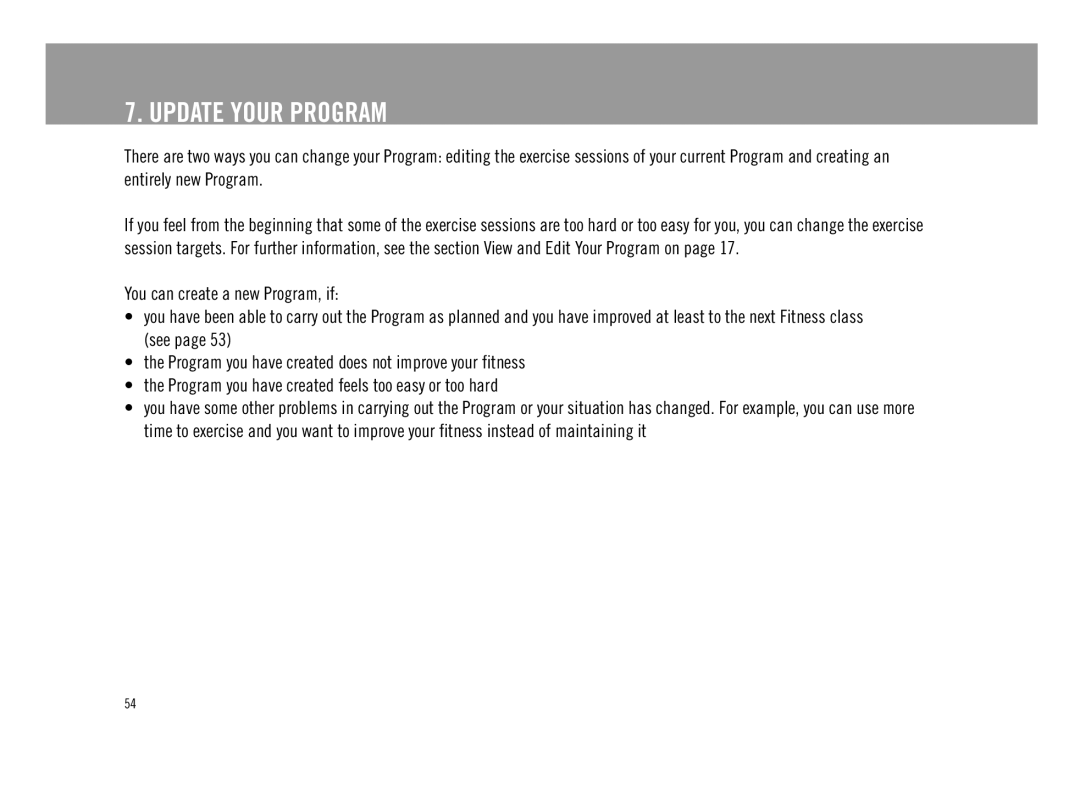 Polar F11 user manual Update Your Program 