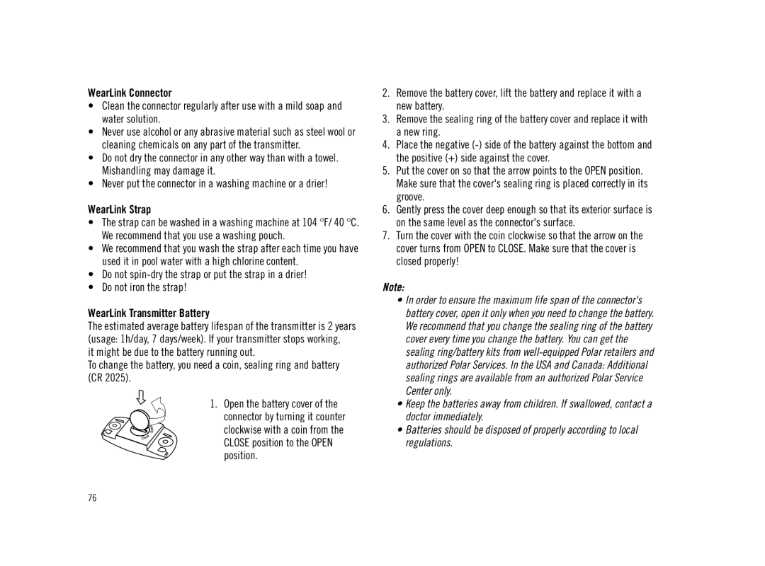 Polar F11 user manual WearLink Connector 