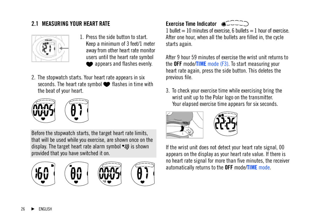 Polar F3, F2, F1 user manual Measuring Your Heart Rate 