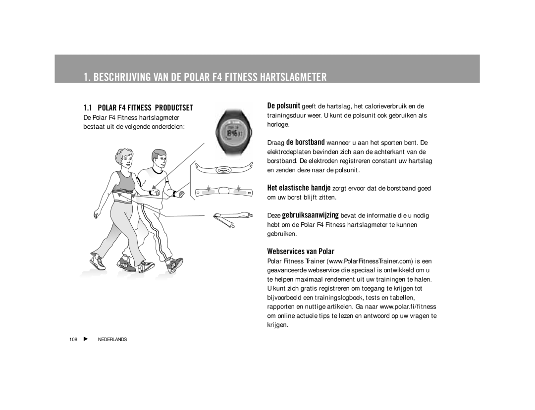 Polar user manual Beschrijving VAN DE Polar F4 Fitness Hartslagmeter 