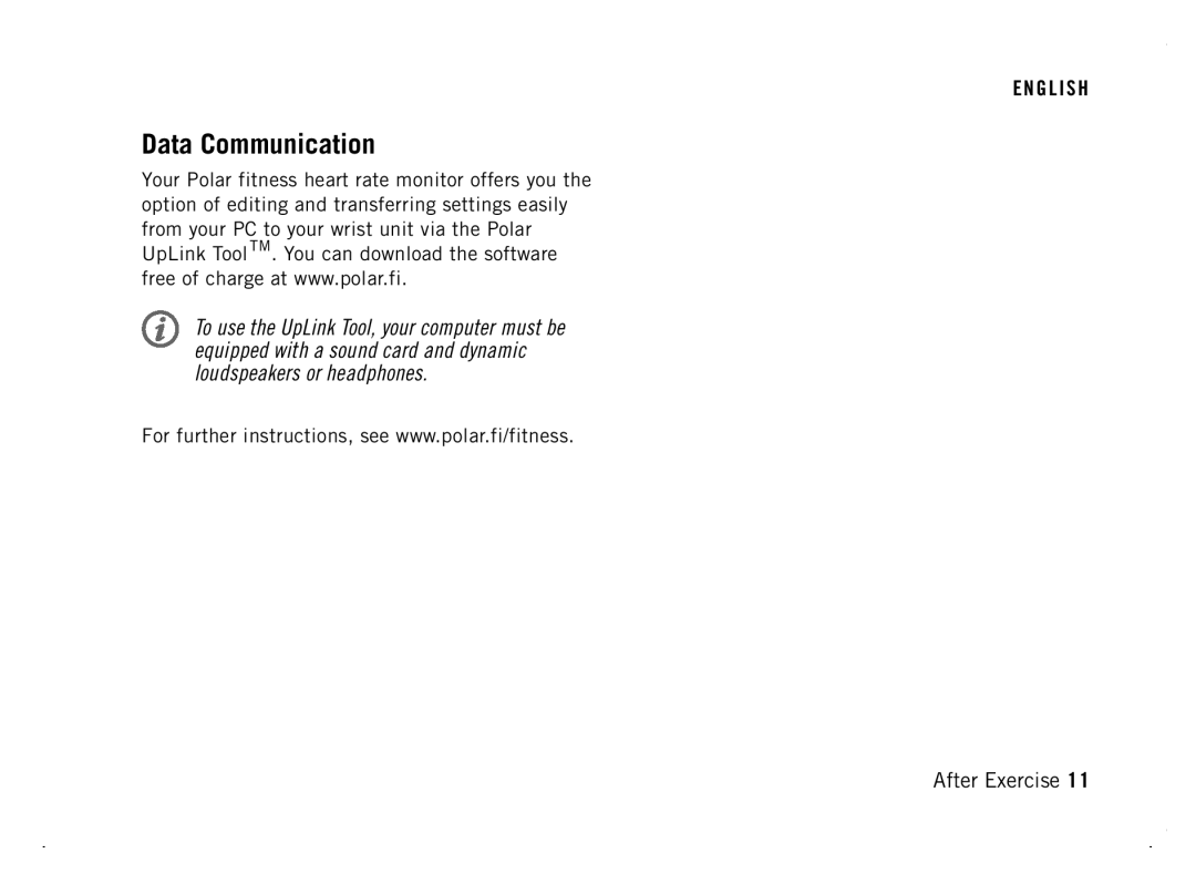 Polar F4 manual Data Communication 