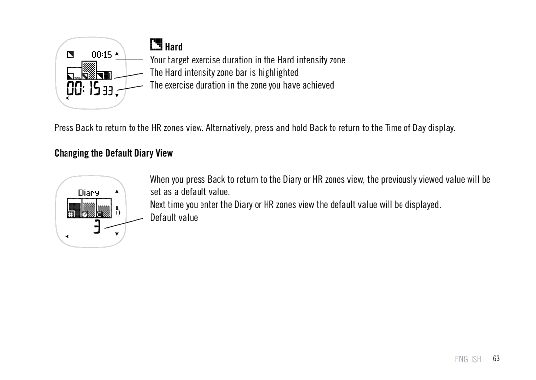 Polar F55 user manual Hard, Changing the Default Diary View 