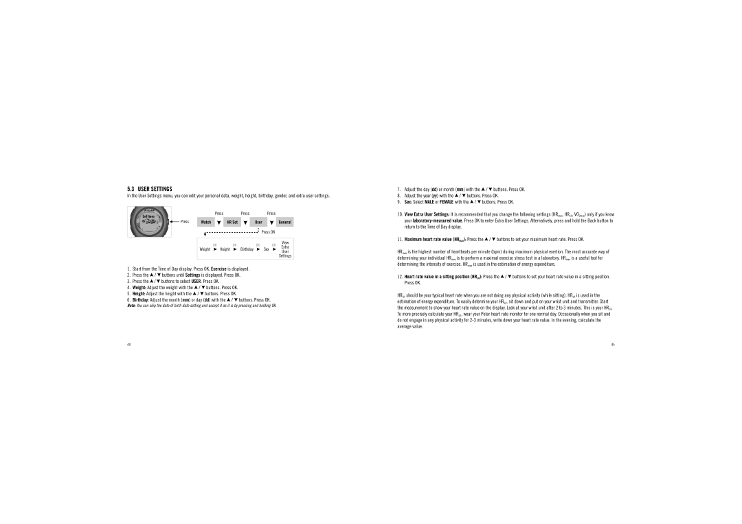 Polar F6 user manual User Settings 