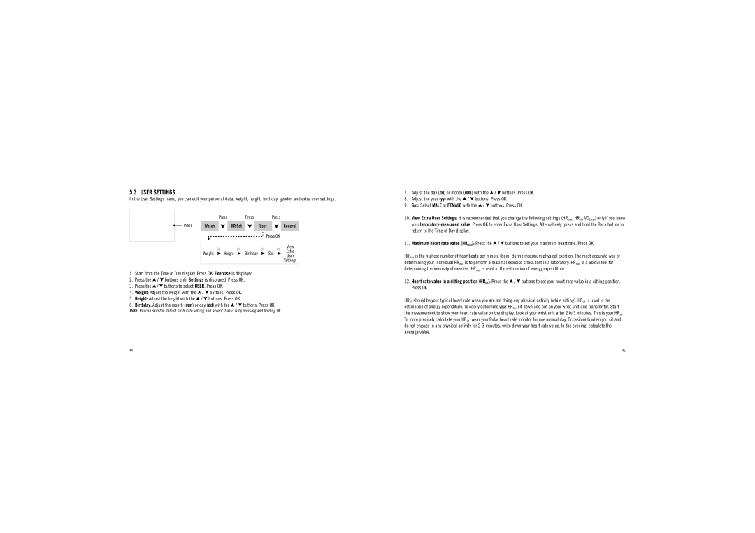 Polar F6TM user manual User Settings 