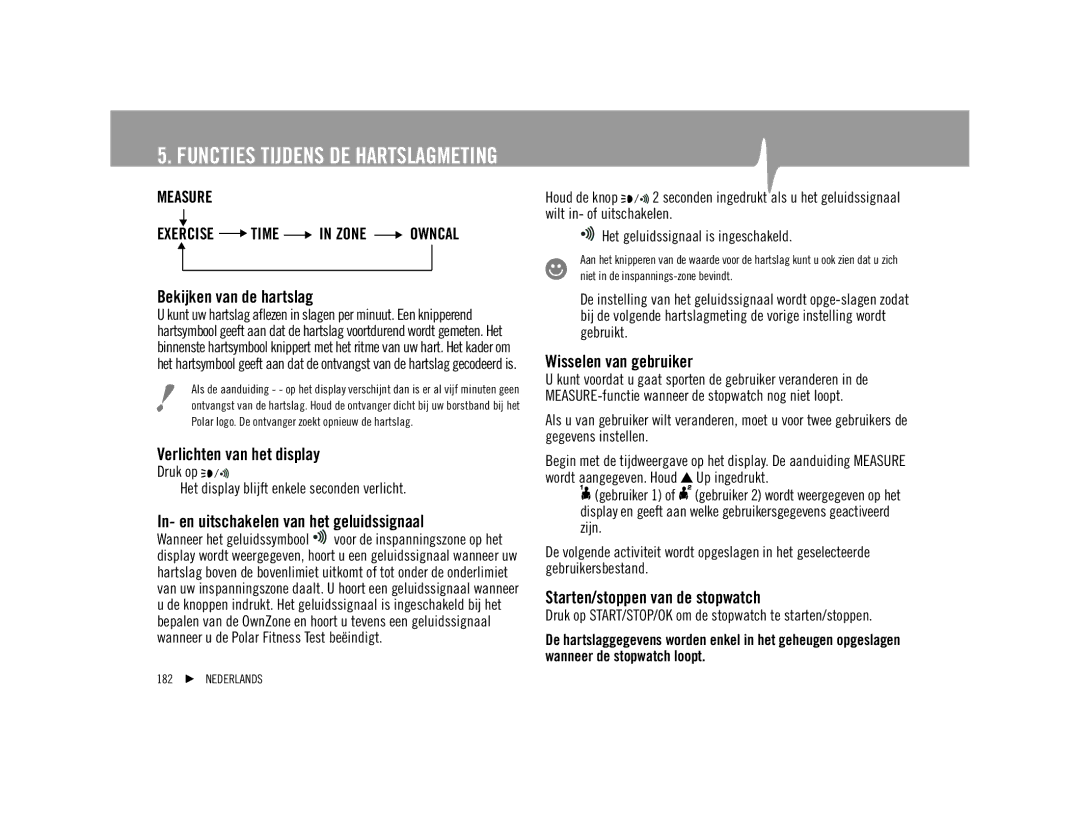 Polar F92ti user manual Measure 