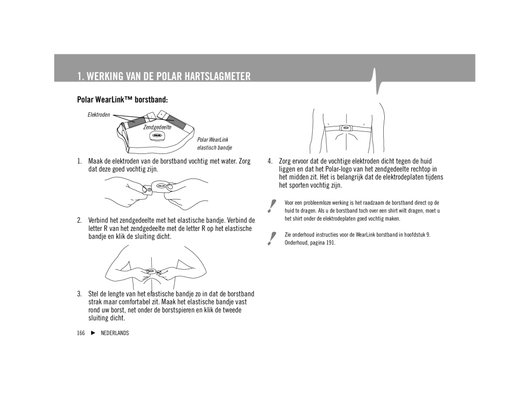 Polar F92ti user manual Polar WearLink borstband, Sluiting dicht 