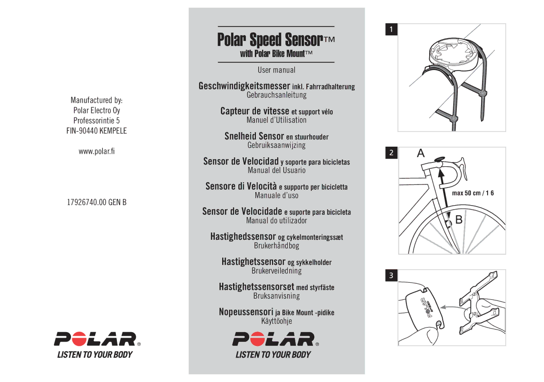 Polar FIN-90440 user manual Polar Speed Sensor 