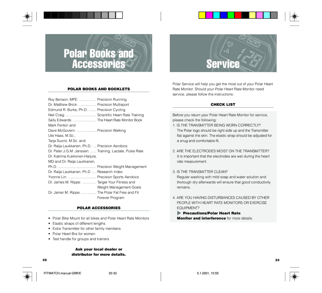 Polar FIN-90440 Polar Books AccessoriesService, Polar Books and Booklets, Polar Accessories, Check List 