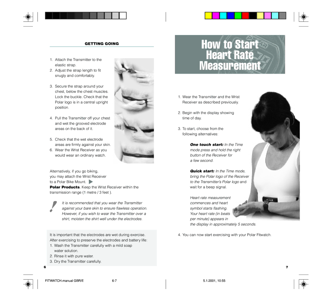 Polar FIN-90440 technical specifications How to Start Heart Rate Measurement, Getting Going 