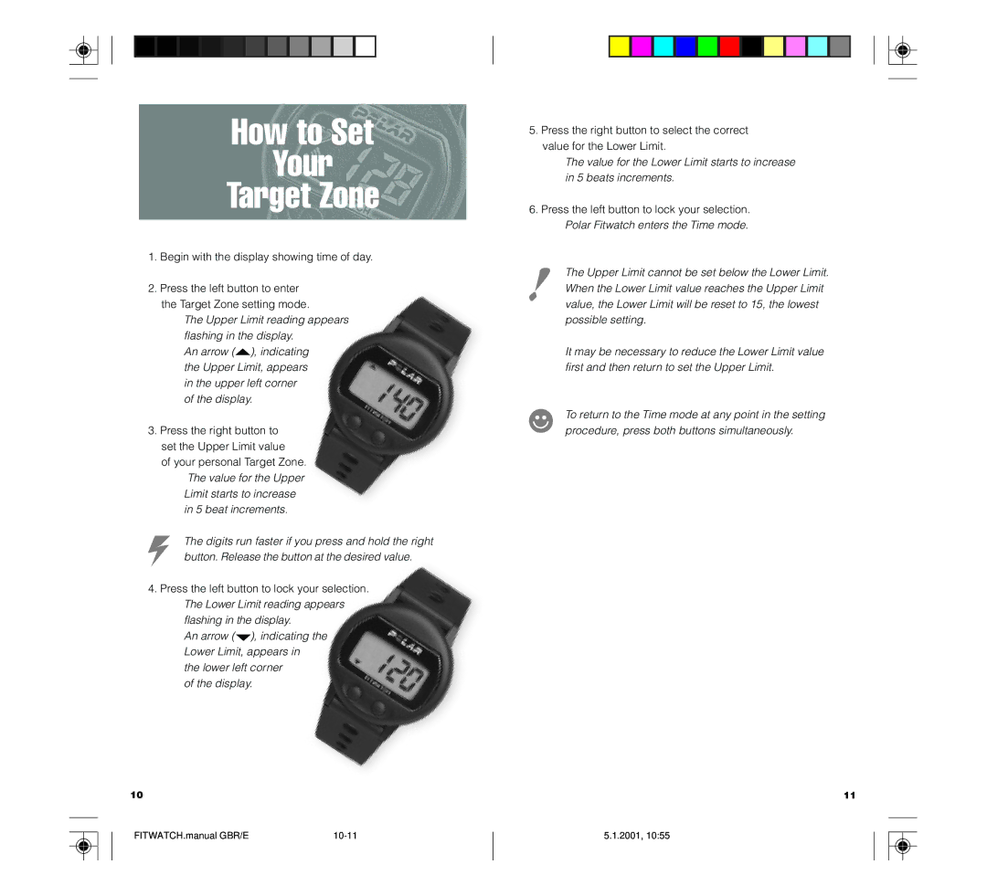 Polar FIN-90440 technical specifications How to Set Your Target Zone 