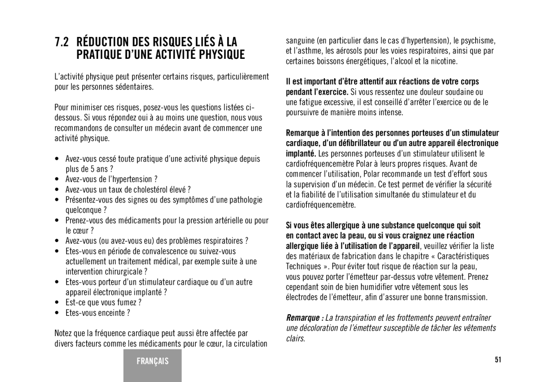 Polar FS3TM user manual Français 