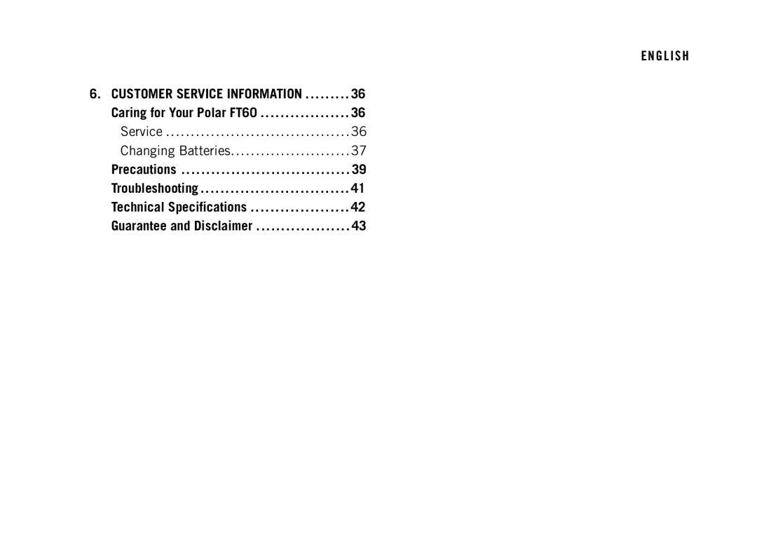 Polar FT60G1BLK user manual Service Changing Batteries 