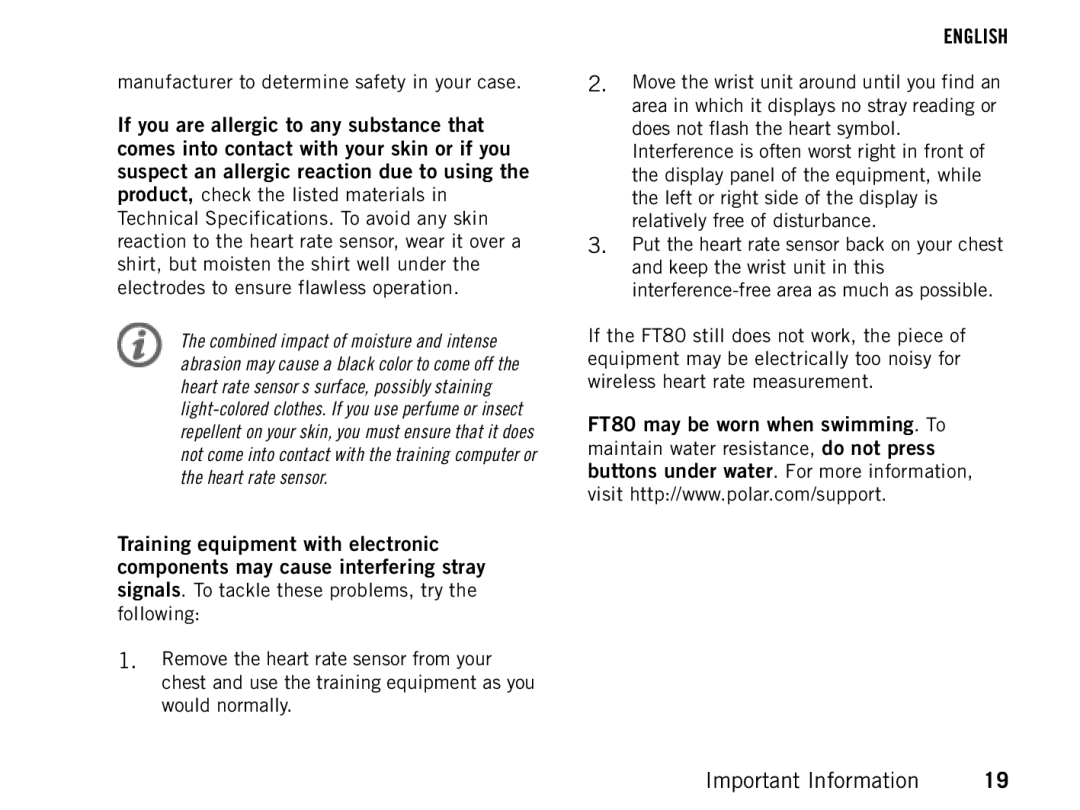 Polar FT80 manual Manufacturer to determine safety in your case 