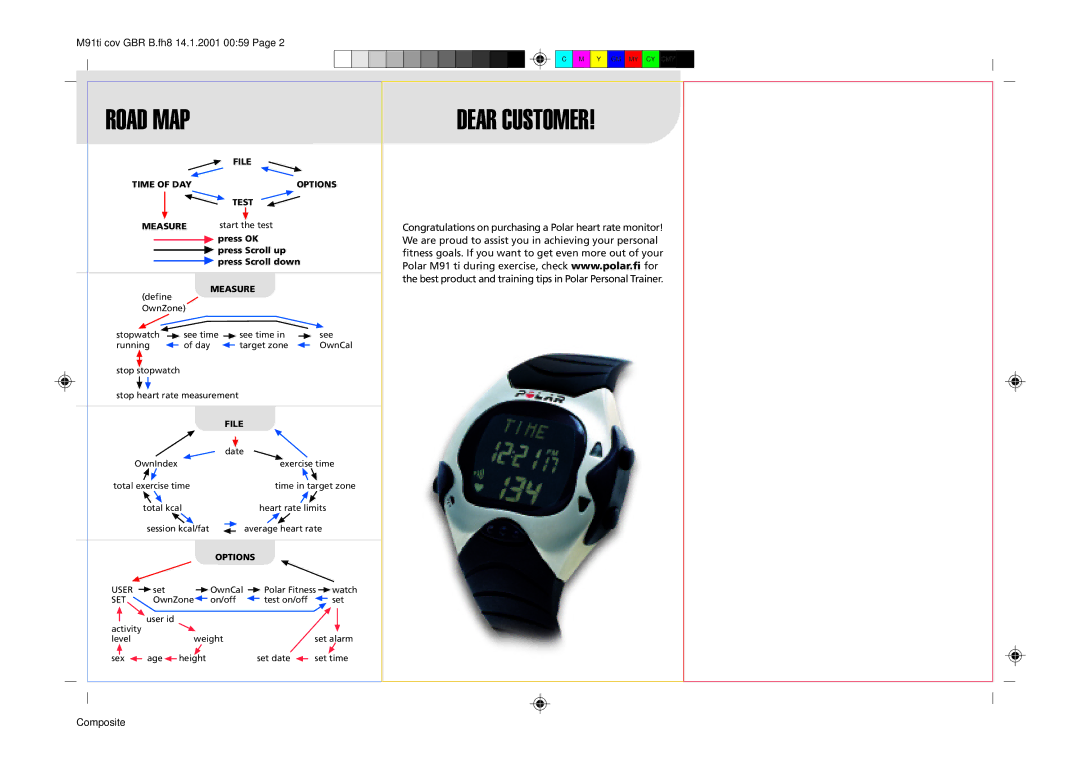 Polar GBR user manual File Time of DAY Options Test Measure, Press OK Press Scroll up Press Scroll down 