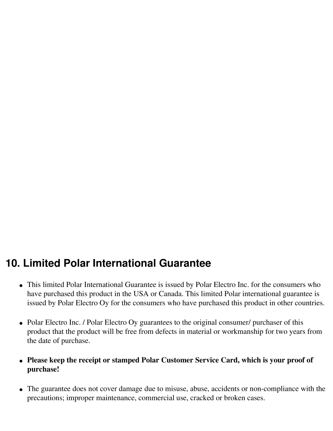 Polar IRDA USB 2.0 user manual Limited Polar International Guarantee 