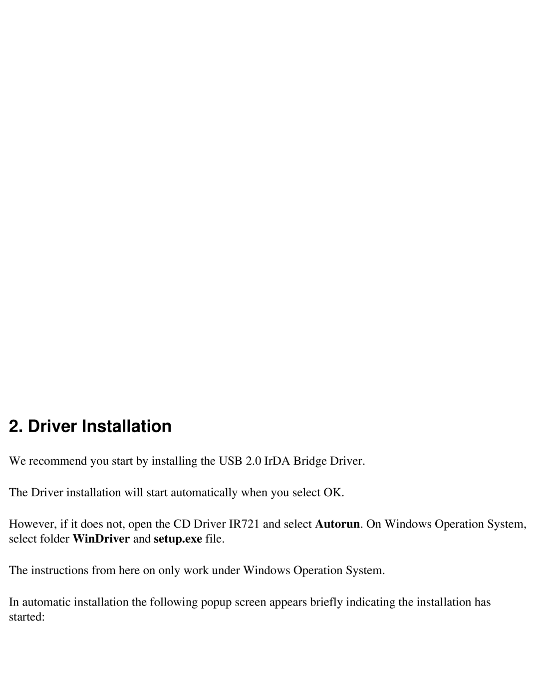 Polar IRDA USB 2.0 user manual Driver Installation 