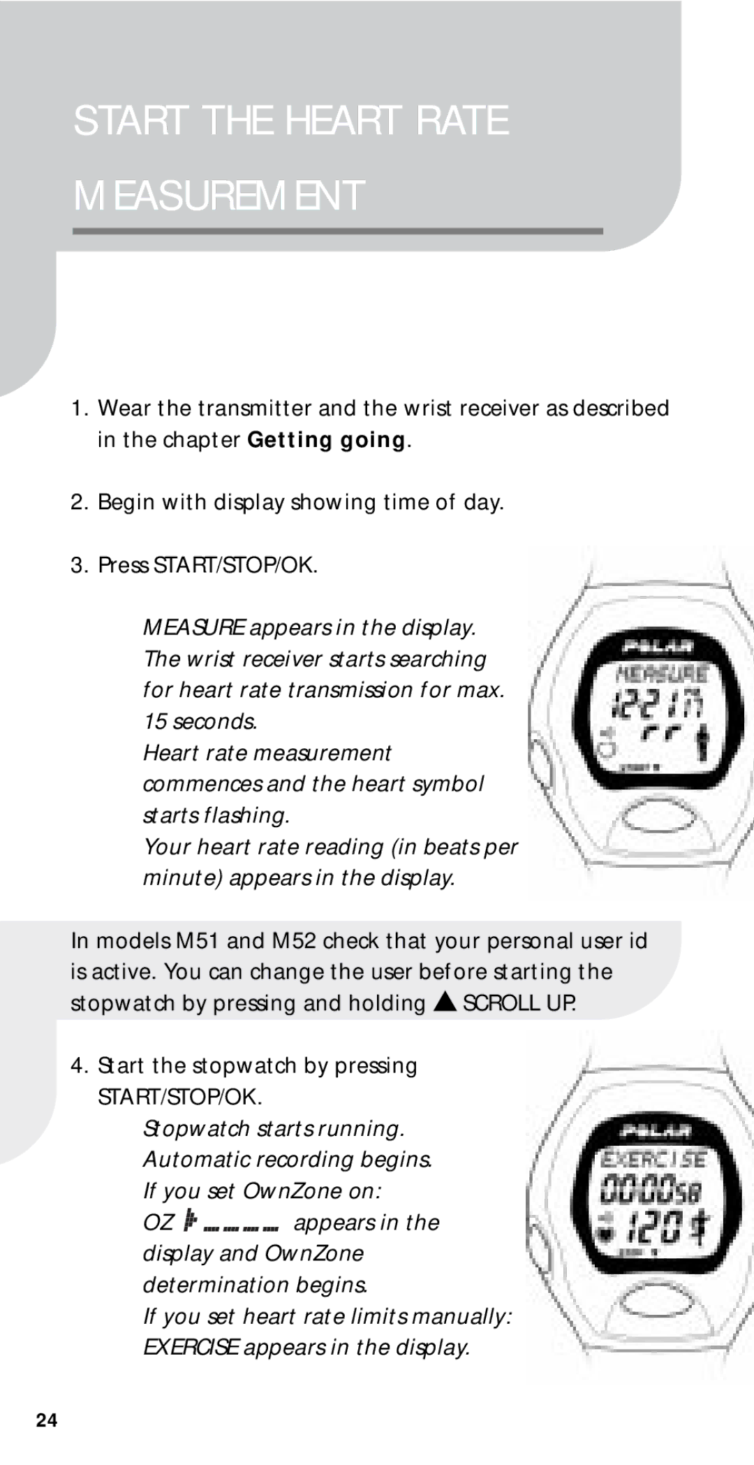 Polar M21, M22, M51, M52 user manual Measurement 