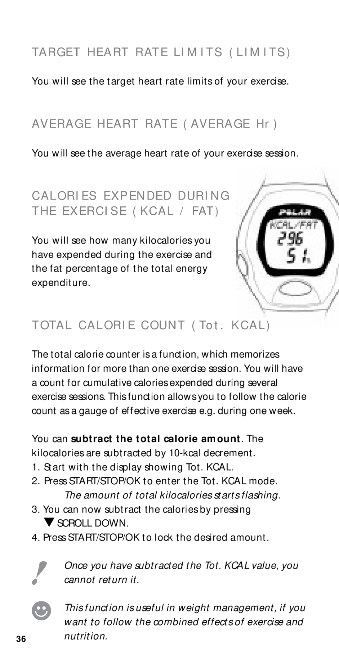 Polar M21, M22, M51, M52 user manual E E X E R C I S E K C a L / FAT 