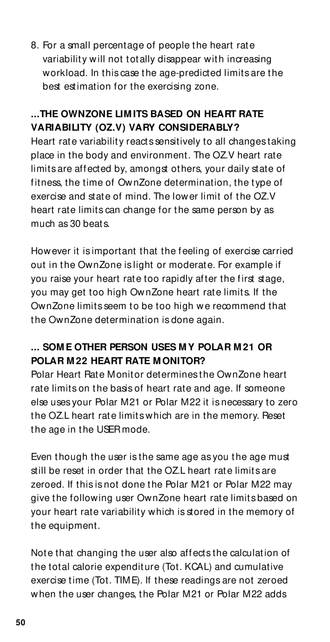 Polar M51, M21, M22, M52 user manual 