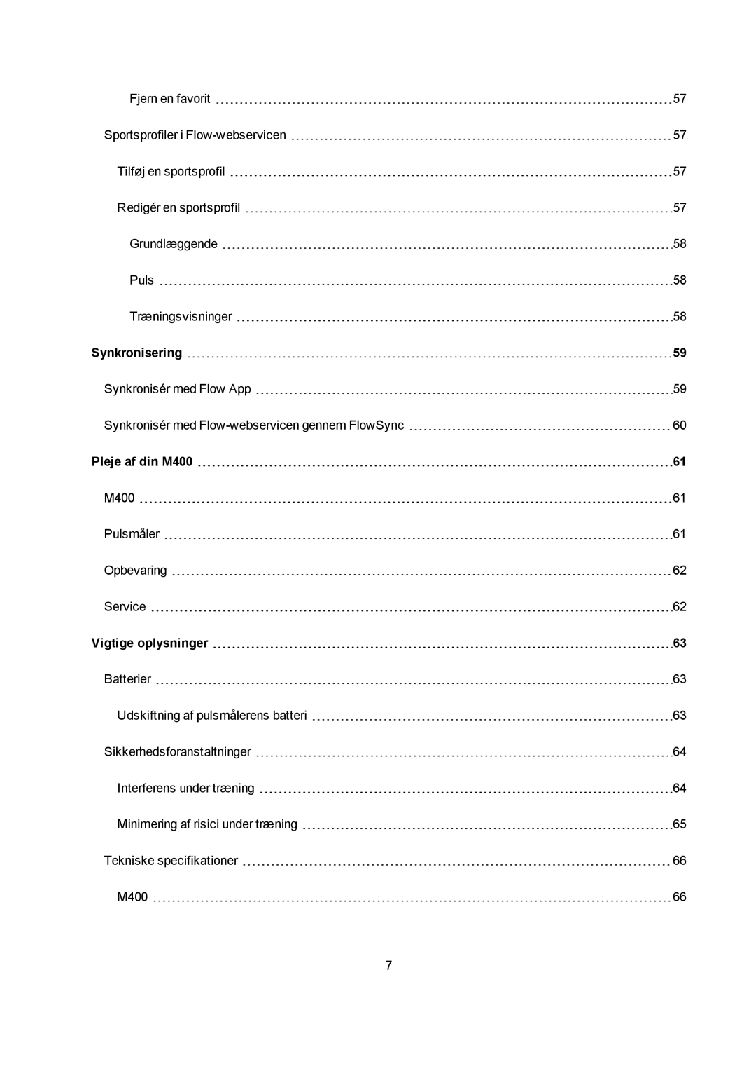 Polar manual Synkronisering, Pleje af din M400, Vigtige oplysninger 