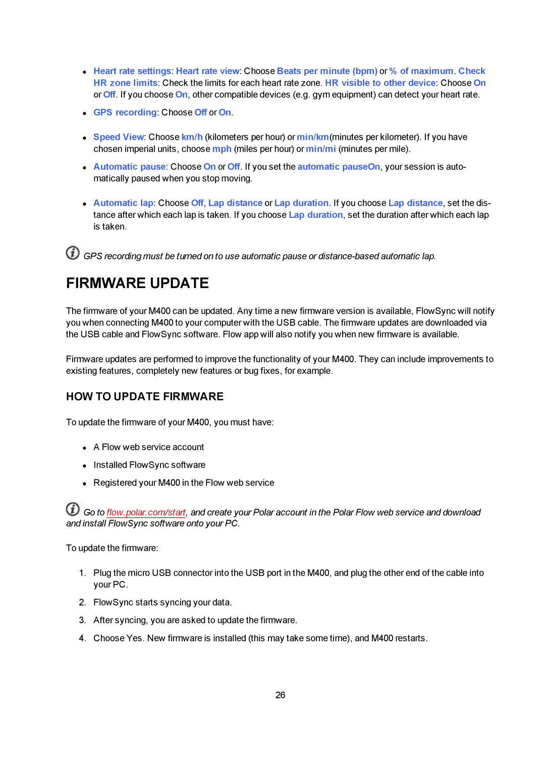 Polar M400 user manual Firmware Update, HOW to Update Firmware 