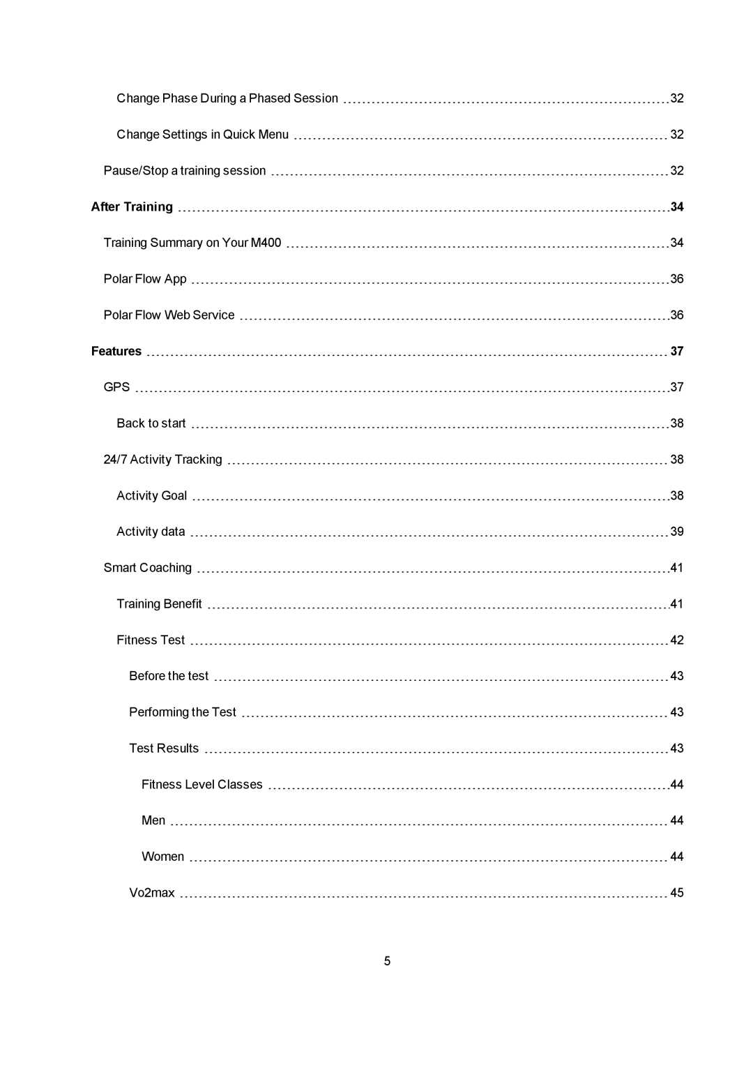 Polar M400 user manual After Training, Features 