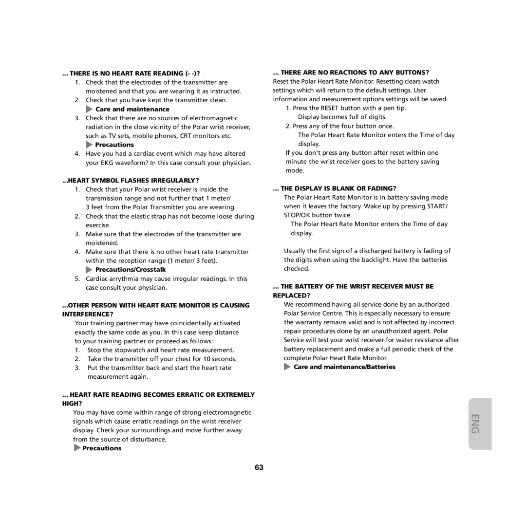 Polar M61, M62, M32, M31 user manual There is no Heart Rate Reading -? 