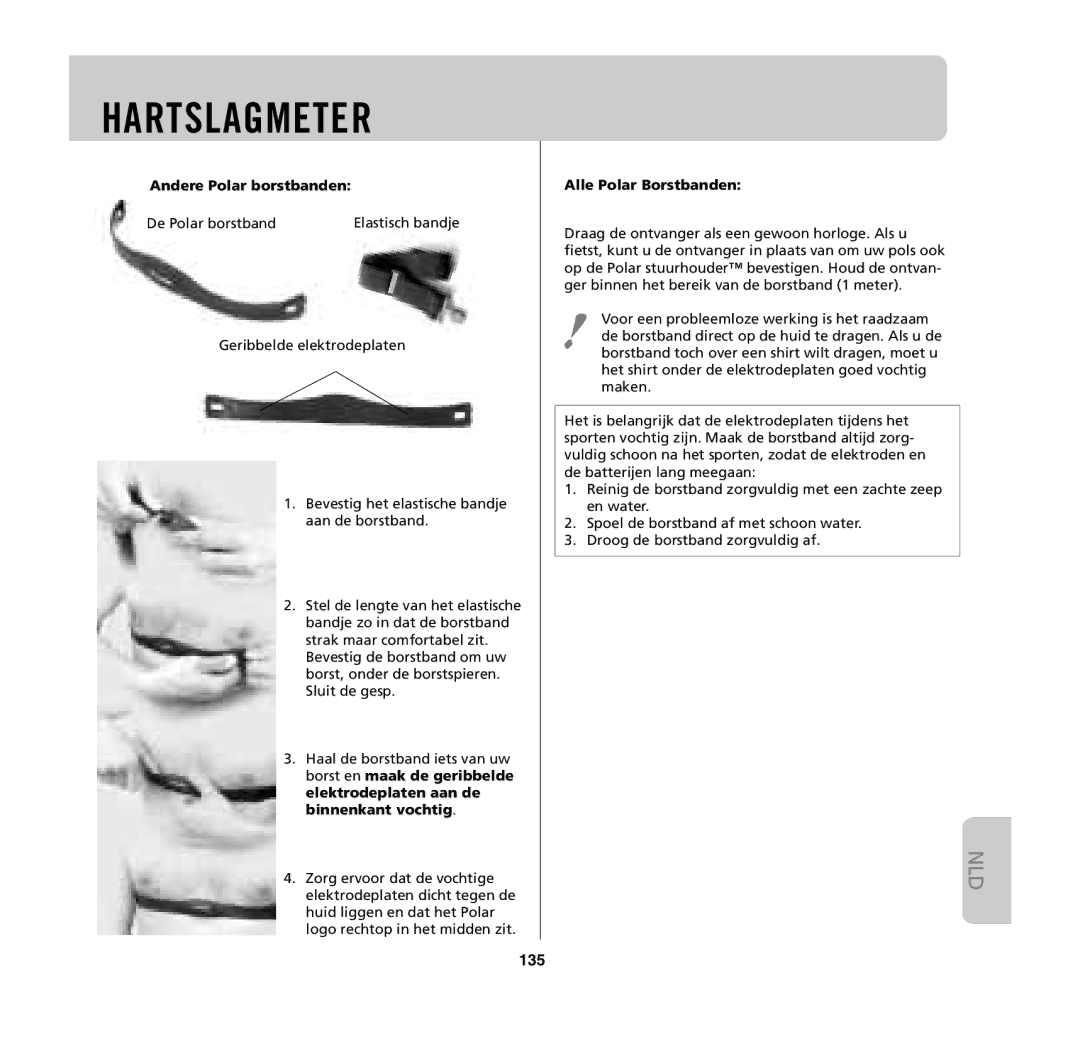 Polar M61, M62, M32, M31 user manual Hartslagmeter, 135, Andere Polar borstbanden, Alle Polar Borstbanden 