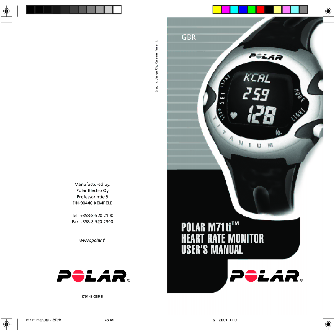 Polar M71 manual Heart Rate Monitor USER’S Manual 