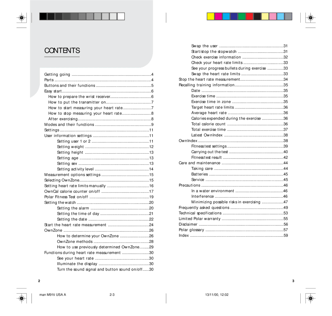 Polar M91TI user manual Contents 