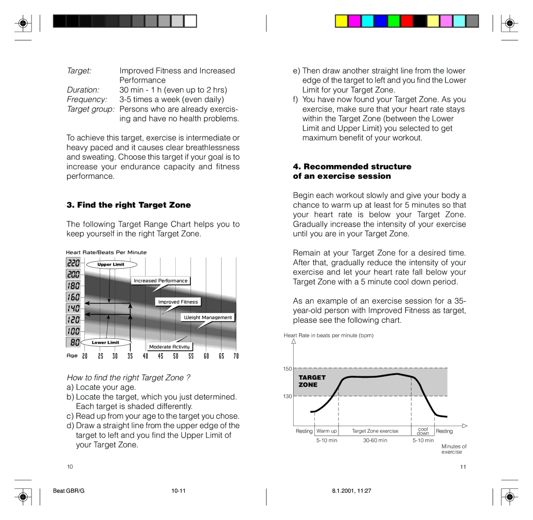 Polar None Find the right Target Zone, How to find the right Target Zone ?, Recommended structure of an exercise session 