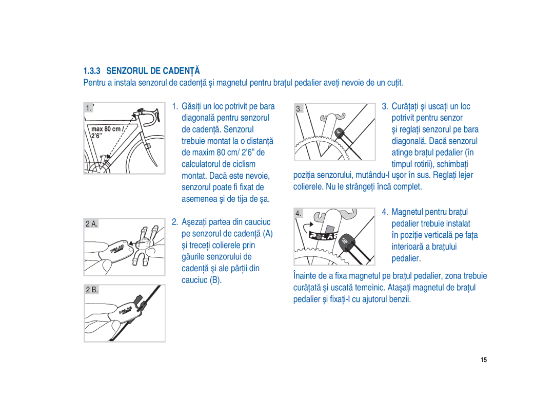 Polar Polar CS200cad user manual Senzorul DE Cadenţă 