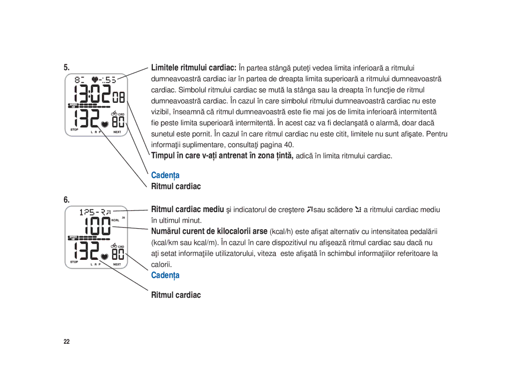 Polar Polar CS200cad user manual Cadenţa Ritmul cardiac 