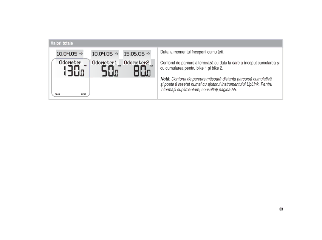 Polar Polar CS200cad user manual Valori totale 