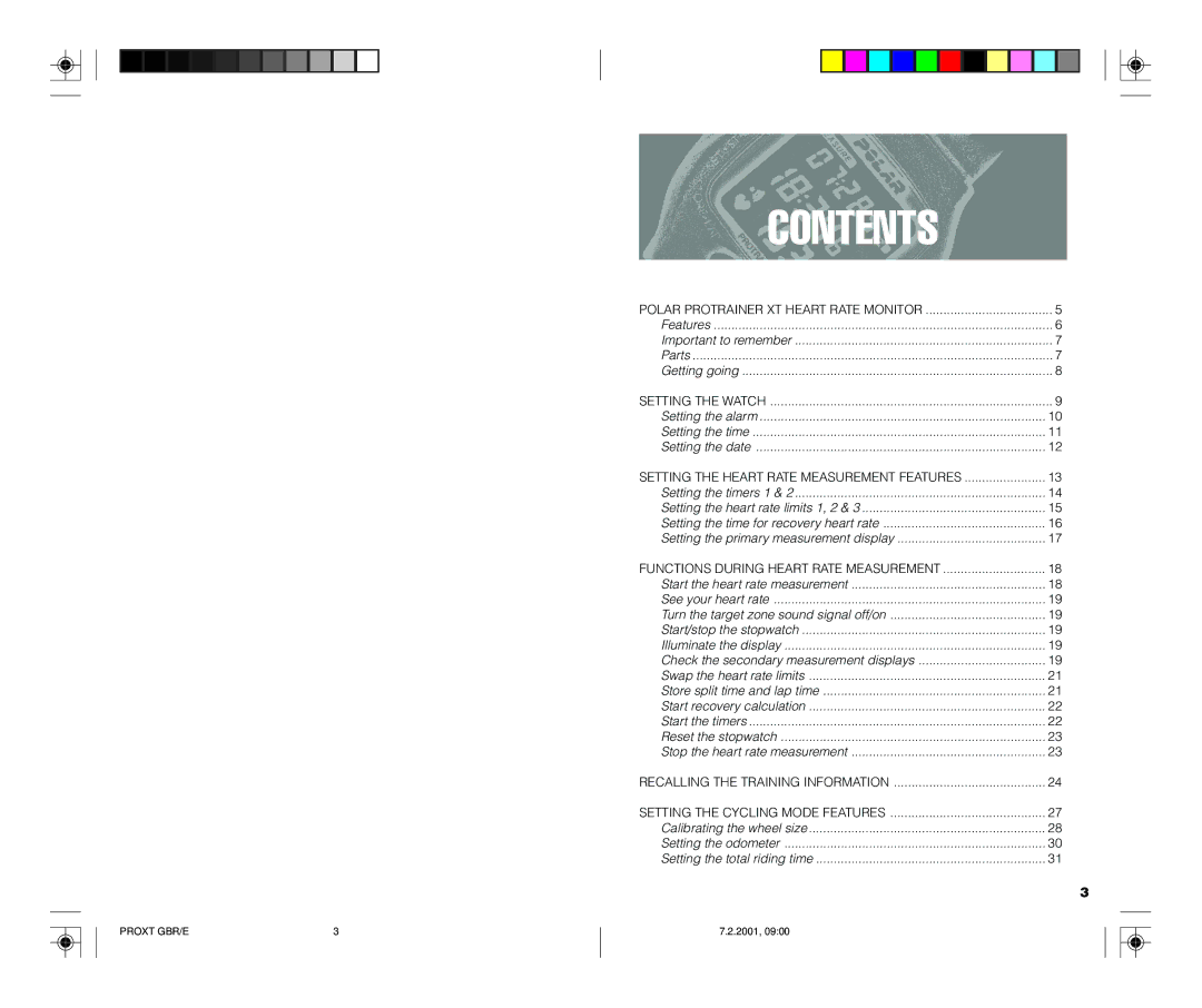 Polar PROTRAINER XT user manual Contents 