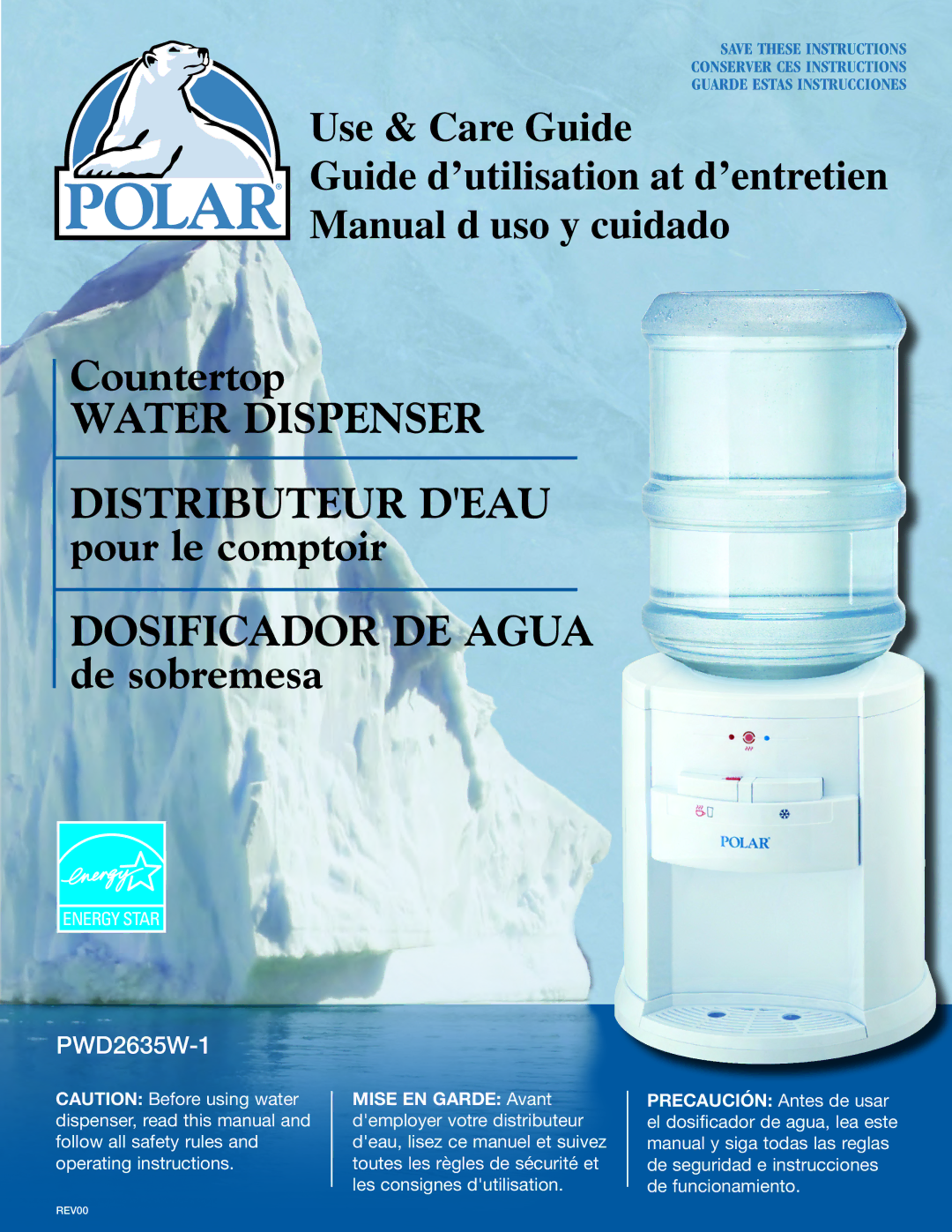 Polar PWD2635W-1 manual Water Dispenser 