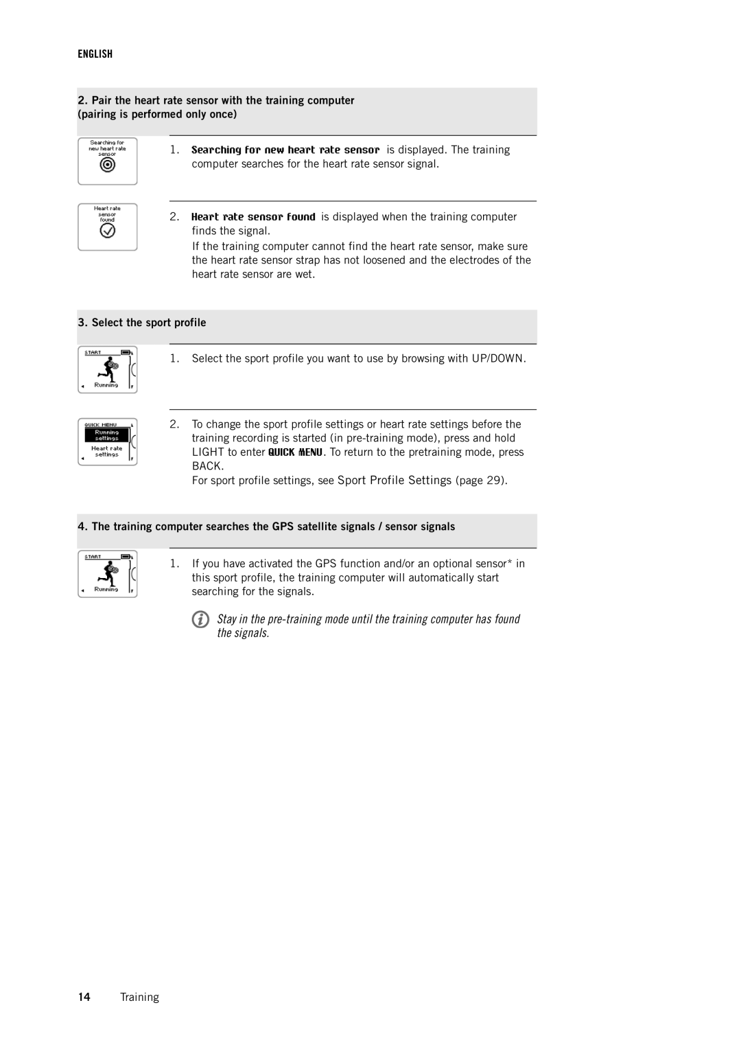 Polar RC3 GPS user manual Select the sport profile 