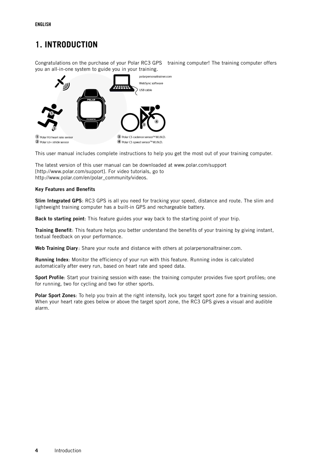 Polar RC3 GPS user manual Introduction, Key Features and Benefits 
