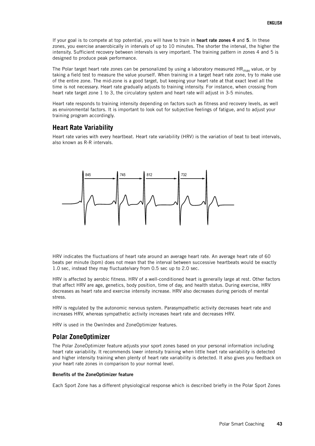 Polar RC3 GPS user manual Heart Rate Variability, Polar ZoneOptimizer, Benefits of the ZoneOptimizer feature 