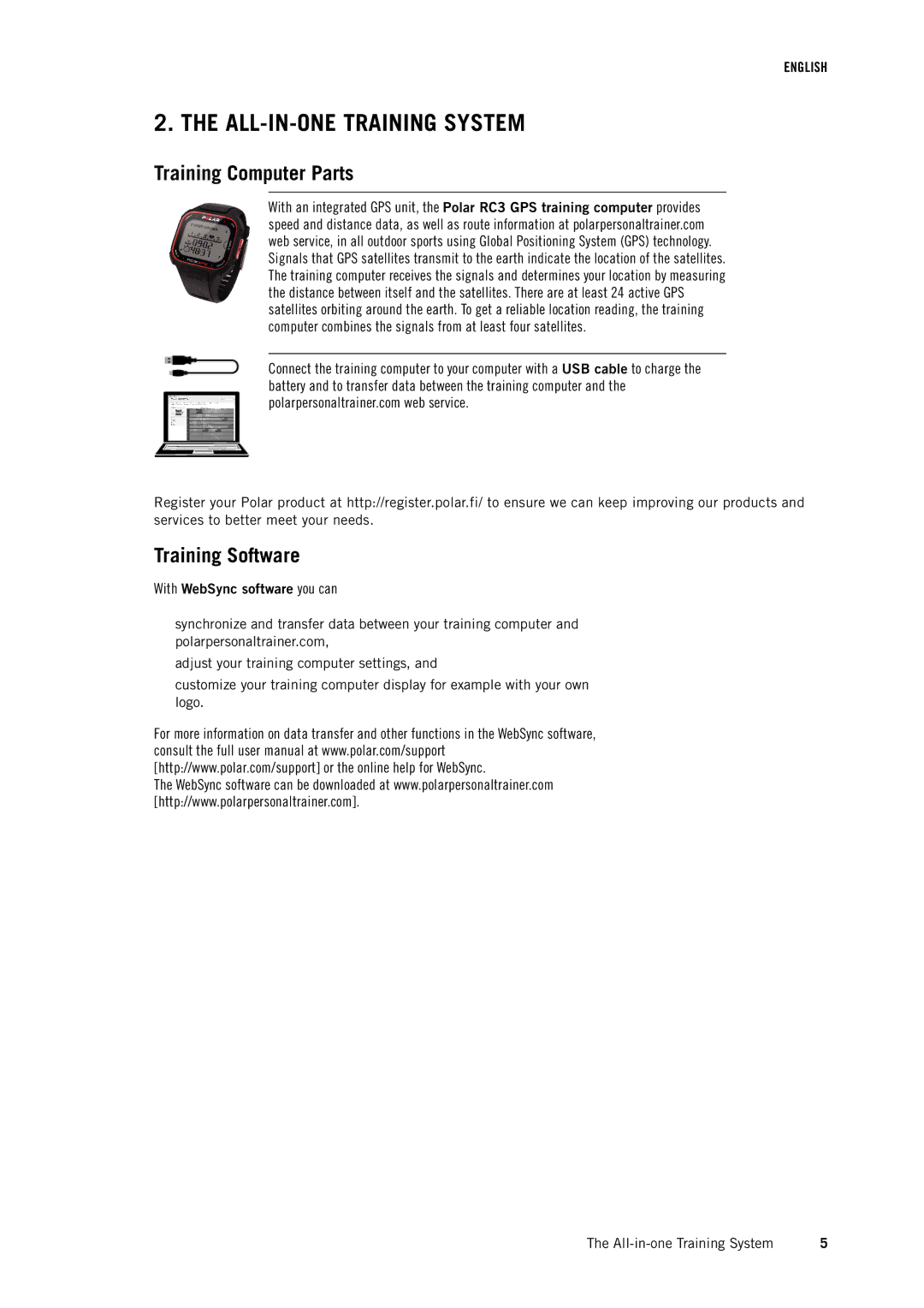 Polar RC3 GPS ALL-IN-ONE Training System, Training Computer Parts, Training Software, With WebSync software you can 