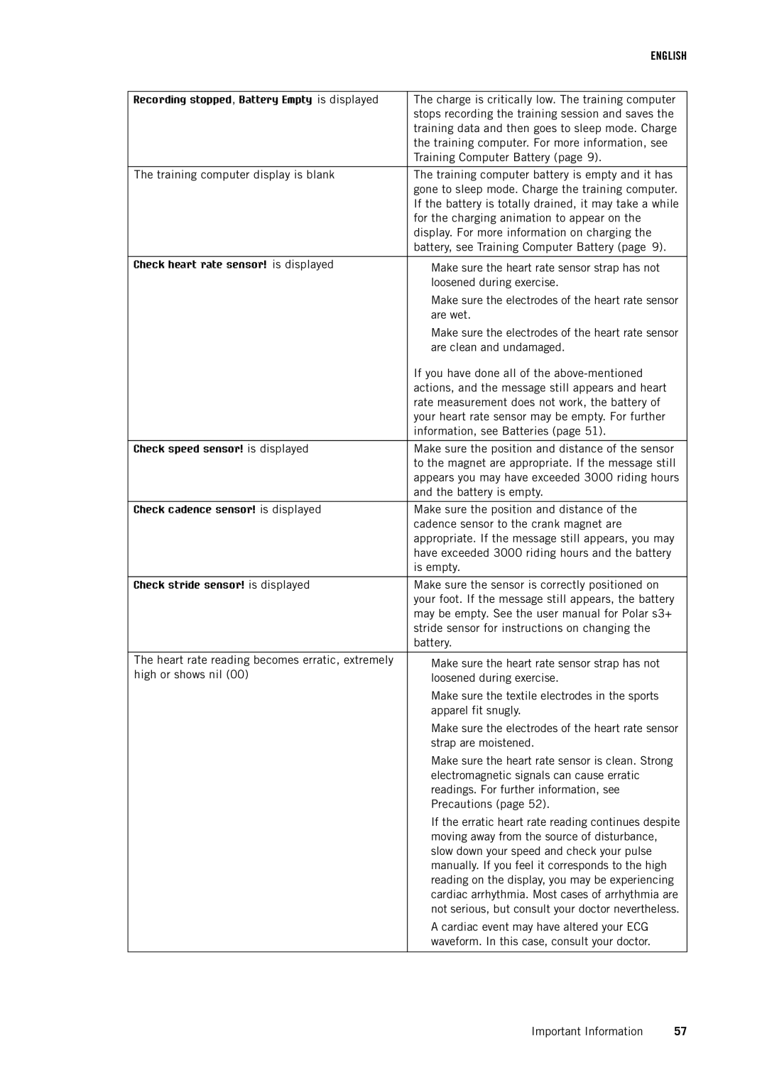 Polar RC3 GPS user manual Charge is critically low. The training computer 