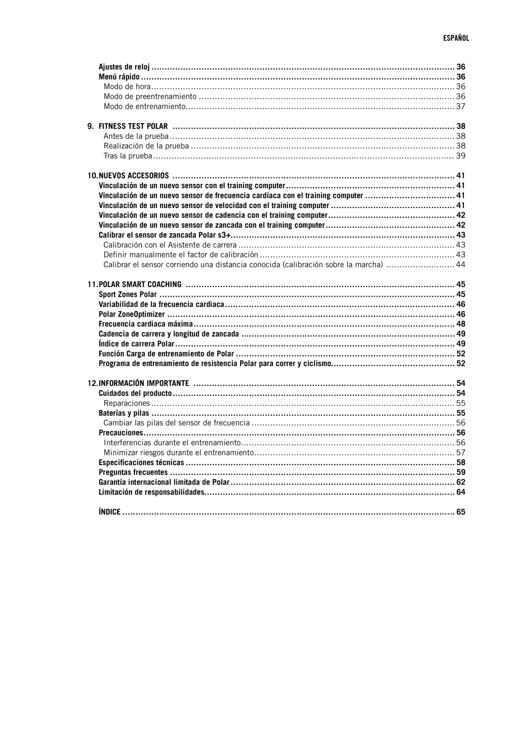 Polar RC3GPS manual Antes de la prueba Realización de la prueba Tras la prueba, Nuevos Accesorios 