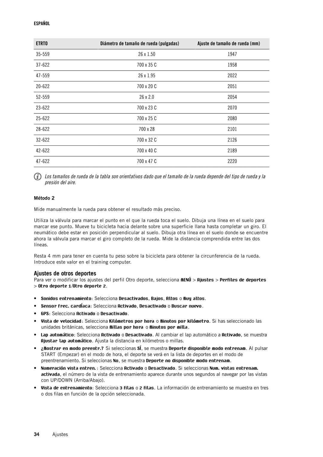 Polar RC3GPS manual Ajustes de otros deportes, 2220 